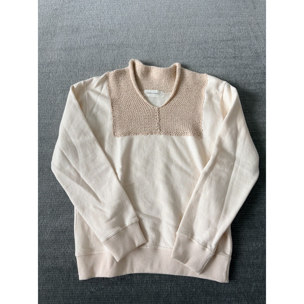 Correll Corell Sweater Women XS Rolled Neck Cream Casual‎ Organic Cotton Soft